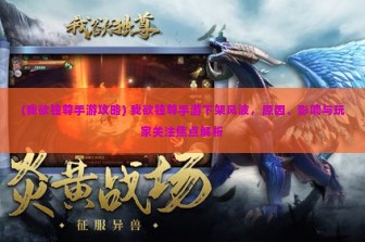 (我欲独尊手游攻略) 我欲独尊手游下架风波，原因、影响与玩家关注焦点解析